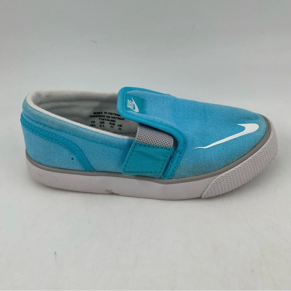 Nike Toddlers Kids Toki Slip-on Canvas Sail Blue White Sneakers Shoes - Size 10C
